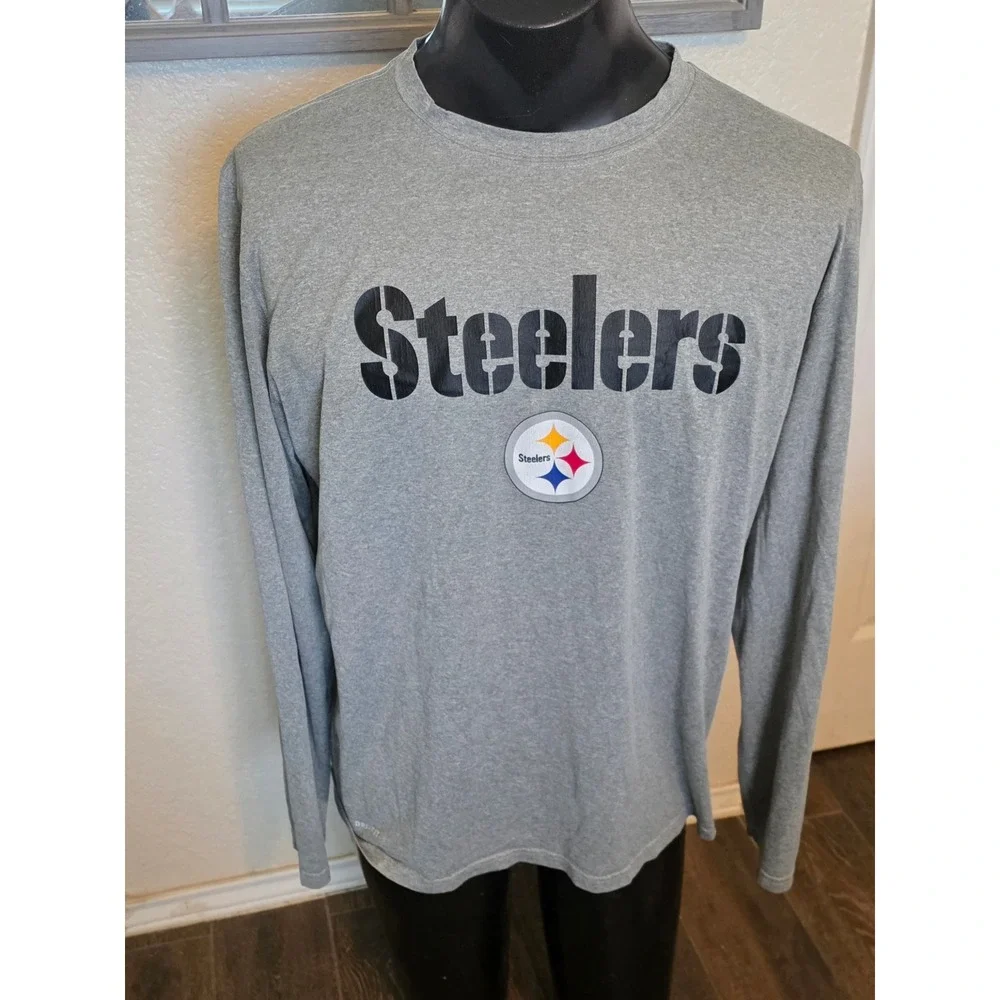Nike NFL Pittsburgh Steelers Mens XL Gray Dri-FIT Long Sleeve Shirt Performance